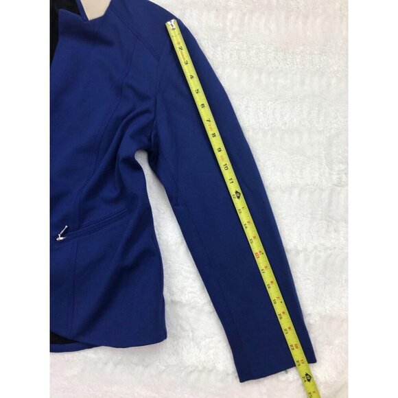 Chicos Black Label Blazer Jacket 1 Medium Blue Zip Pockets - Picture 8 of 8